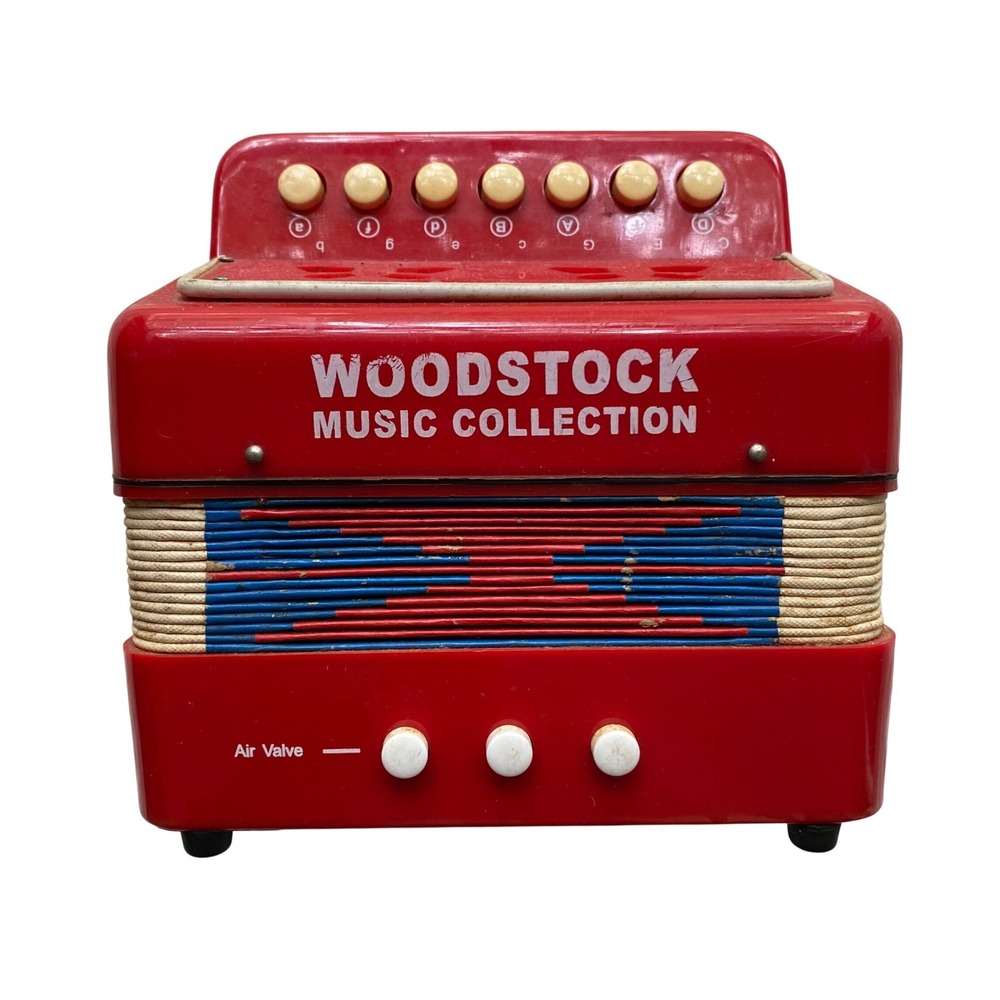 Vintage Woodstock Music Collection Accordion Toy Kids Red Diatonic 7 Button Folk
